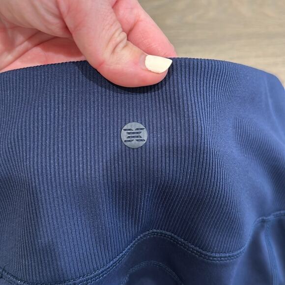 RBX Dark Blue Ribbed‎ Detail Front Tie Polyester Active Workout Leggings Size M - Picture 10 of 11